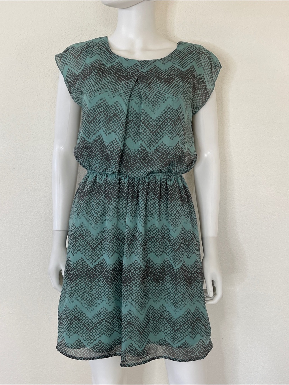Speechless Teal and Black Chevron Print Mini Dress